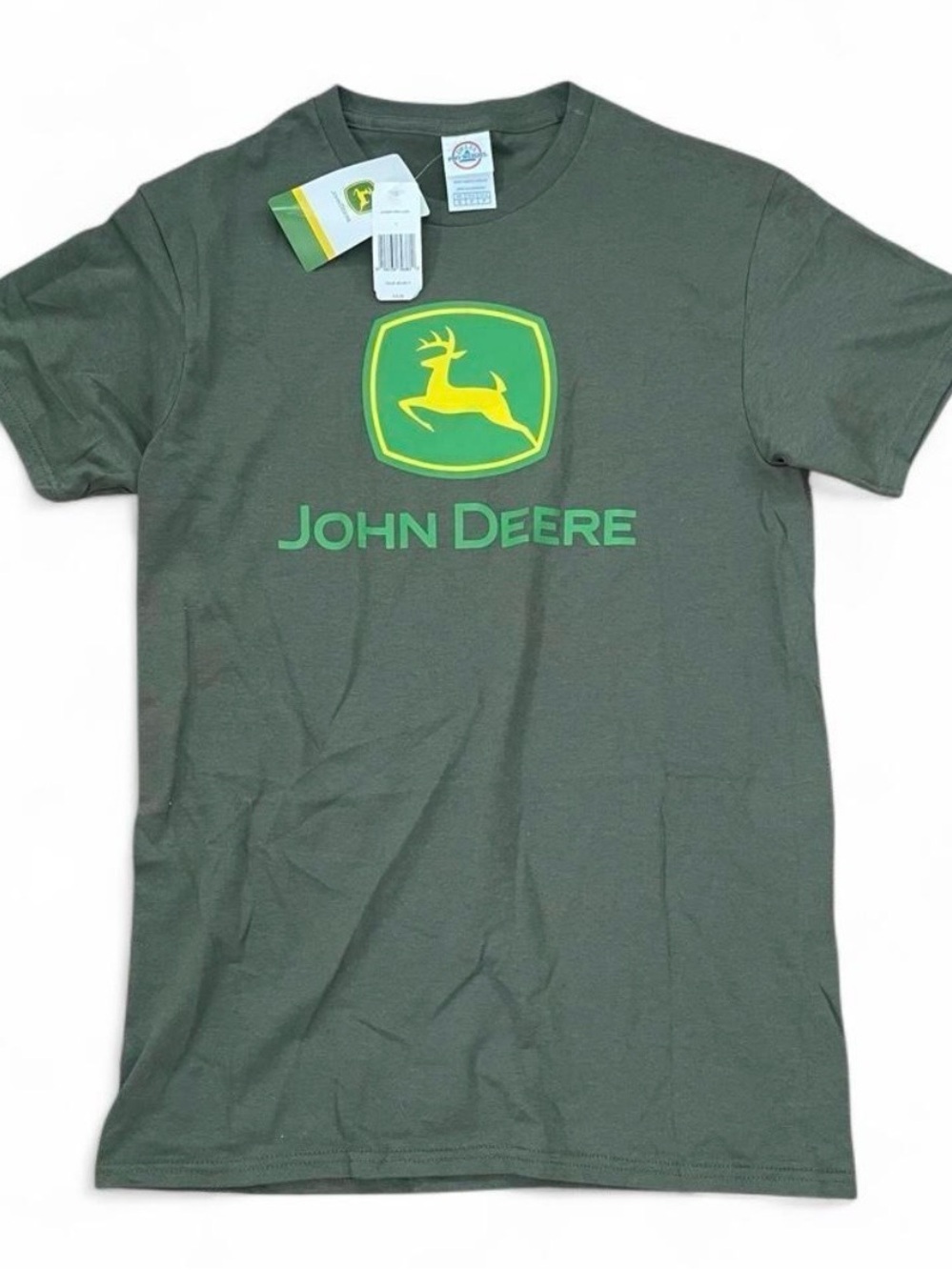 John Deere Olive Green T-Shirt with Yellow Logo